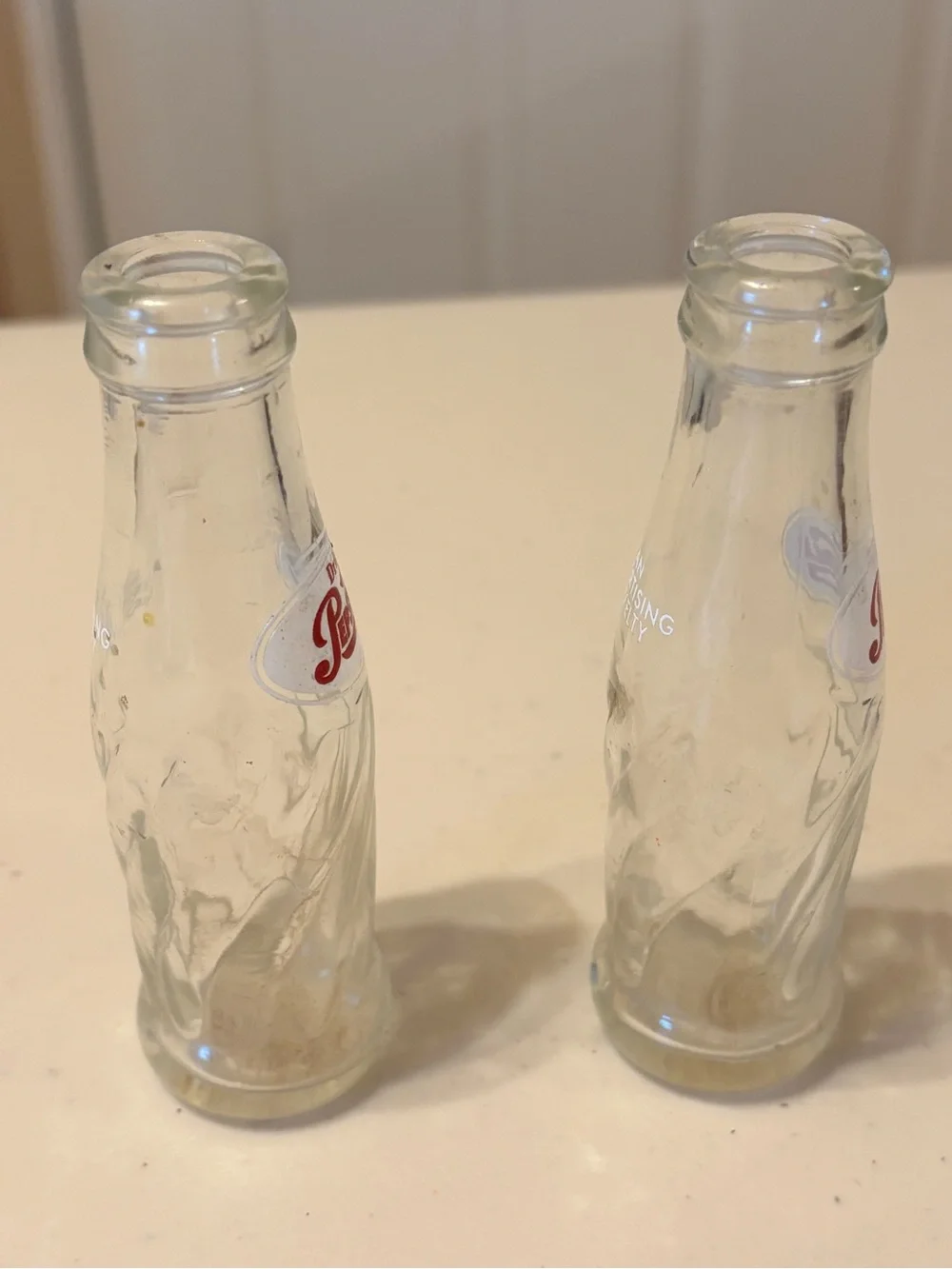 Pepsi-Cola Clear Glass Mini Bottle Set - Red Logo